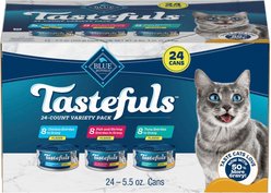Blue Buffalo Tastefuls Tuna, Chicken, Fish & Shrimp Variety Pack Flaked Wet Cat Food, 5.5-oz can, case of 24