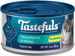 Blue Buffalo Tastefuls Tuna Entrée in Gravy Flaked Wet Cat Food, 3-oz can, case of 24