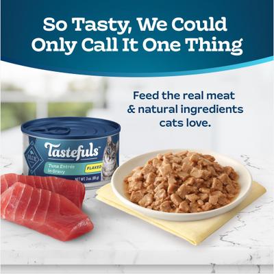 Show full view: Blue Buffalo Tastefuls Tuna Entrée in Gravy Flaked Wet Cat Food, 3-oz can, case of 4 slide 3 of 10