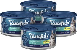 Blue Buffalo Tastefuls Tuna Entrée in Gravy Flaked Wet Cat Food, 3-oz can, case of 4