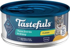 Blue Buffalo Tastefuls Tuna Entrée in Gravy Flaked Wet Cat Food, 5.5-oz can, case of 24