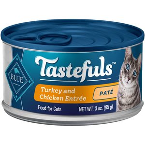 Blue Buffalo Tastefuls Turkey & Chicken Entrée Pate Wet Cat Food, 3-oz can, case of 24