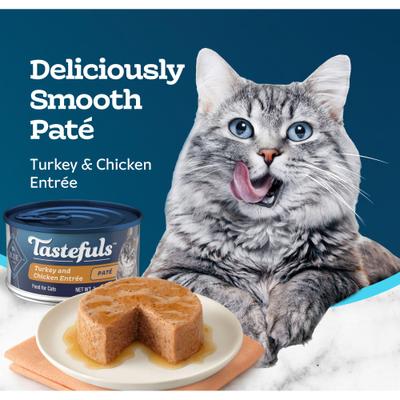 Show full view: Blue Buffalo Tastefuls Turkey & Chicken Entrée Pate Wet Cat Food, 3-oz can, case of 24 slide 5 of 11