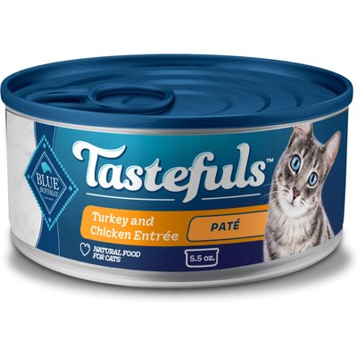 Blue Buffalo Blue Buffalo Tastefuls Turkey & Chicken Entrée Pate Wet Cat Food, 5.5-oz can, case of 24