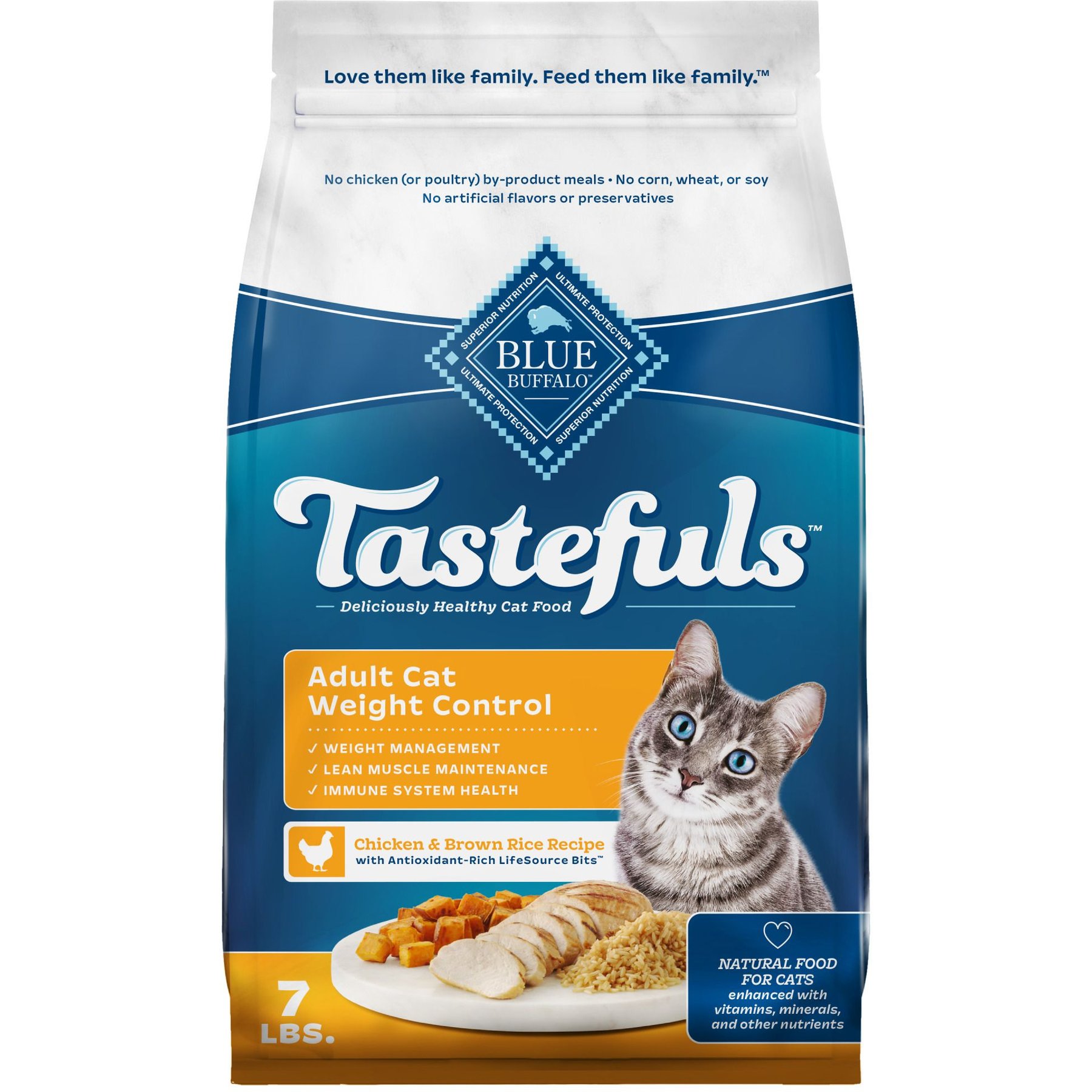 Blue Buffalo Weight Control Chicken & Brown Rice Dry Cat Food, 7 lb