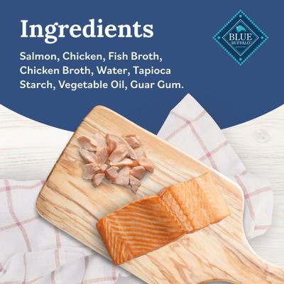 Show full view: Blue Buffalo Tender Shreds Salmon & Chicken Toppers in Savory Broth, Wet Dog Food, 2.5-oz bag, 24 count slide 6 of 11