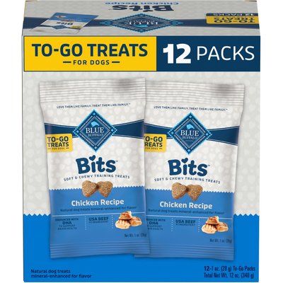 Blue Buffalo Blue Buffalo TO-GO Bits Natural Soft Moist Training Chicken Recipe Dog Treats, 12 count
