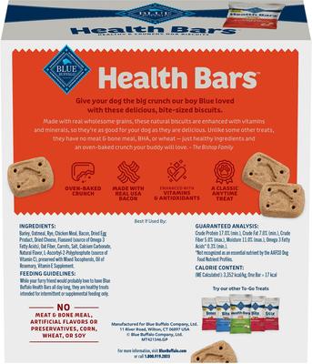 Show full view: Blue Buffalo Health Bars Bacon, Egg & Cheese Mini Dog Treats, 1-oz bag, 12 count slide 4 of 11