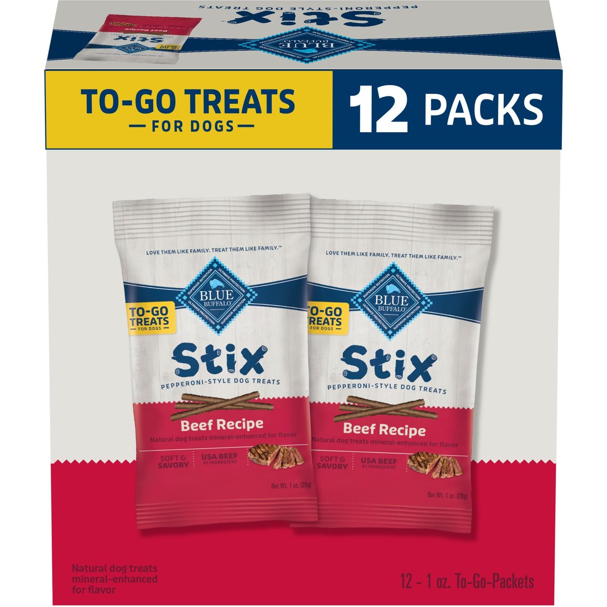 Blue Buffalo To-Go Stix Beef Recipe Mini Dog Treats, 12 count
