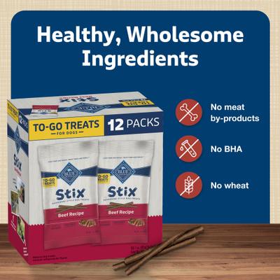 Show full view: Blue Buffalo To-Go Stix Beef Recipe Mini Dog Treats, 12 count slide 9 of 11