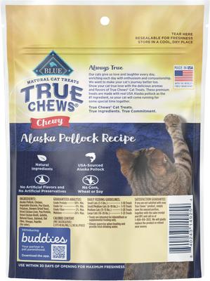 Show full view: Blue Buffalo True Chews Natural Chewy Alaska Pollock Cat Treats, 3-oz bag slide 3 of 10