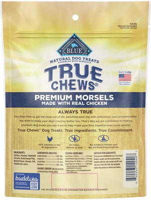 Show full view: Blue Buffalo True Chews Premium Morsels Natural Grain-Free Chicken Dog Treats, 11-oz bag slide 3 of 11