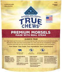 Blue Buffalo True Chews Premium Morsels Natural Grain-Free Steak Dog Treats, 10-oz bag slide 2 of 9