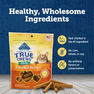 Show full view: Blue Buffalo True Chews Sticks Natural Chicken Cat Treats, 3-oz bag slide 8 of 11