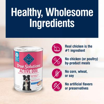 Show full view: Blue Buffalo True Solutions Active Adult Dogs Chicken Wet Dog Food, 12.5-oz can, 12 count slide 6 of 11