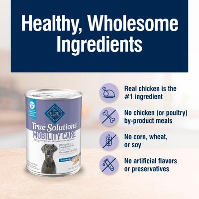 Show full view: Blue Buffalo True Solutions Mobility Care Adult Chicken Wet Dog Food, 12.5-oz can, pack of 12 slide 6 of 12