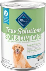 Blue Buffalo True Solutions Skin & Coat Care Adult Whitefish Wet Dog Food, 12.5-oz can, 12 count