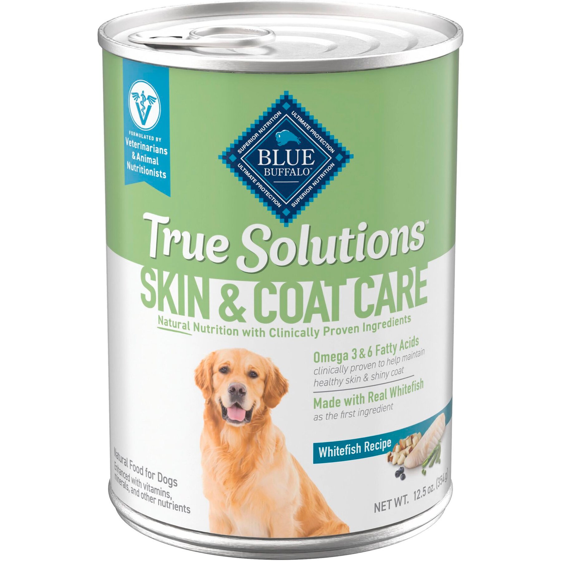 Blue Buffalo True Solutions Skin & Coat Care Adult Whitefish Wet Dog Food, 12.5-oz can, 12 count