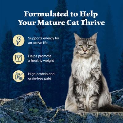 Show full view: Blue Buffalo Wilderness Adult 7+ Chicken Recipe High-Protein Grain-Free Pate Wet Cat Food, 3-oz can, 24 count slide 5 of 12