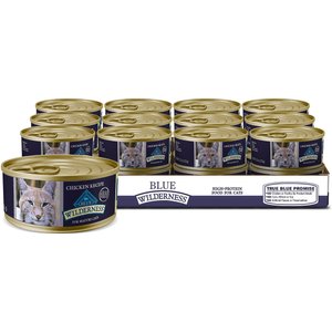 Blue Buffalo Wilderness Adult 7+ Chicken Recipe High-Protein Grain-Free Pate Wet Cat Food, 5.5-oz can, case of 24