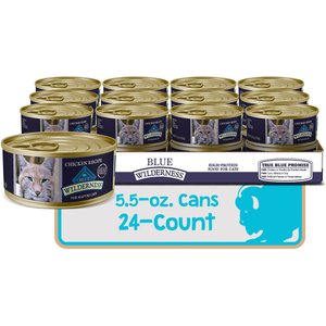 Blue Buffalo Wilderness Adult 7+ Chicken Recipe High-Protein Grain-Free Pate Wet Cat Food, 5.5-oz can, case of 24