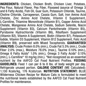 Blue Buffalo Wilderness Adult 7+ Chicken Recipe High-Protein Grain-Free Pate Wet Cat Food, 5.5-oz can, case of 24
