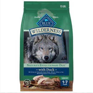 Blue Buffalo Wilderness Adult High Protein Natural Duck & Wholesome Grains Dry Dog Food, 13-lb bag
