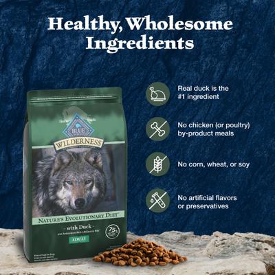 Show full view: Blue Buffalo Wilderness Adult High Protein Natural Duck & Wholesome Grains Dry Dog Food, 13-lb bag slide 7 of 12