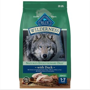 Blue Buffalo Wilderness Adult High Protein Natural Duck & Wholesome Grains Dry Dog Food, 28-lb bag