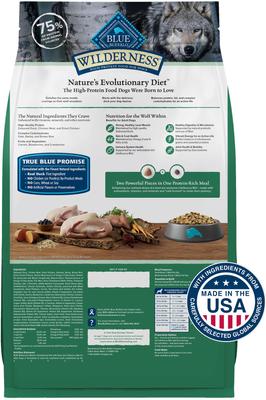 Show full view: Blue Buffalo Wilderness Adult High Protein Natural Duck & Wholesome Grains Dry Dog Food, 28-lb bag slide 3 of 12