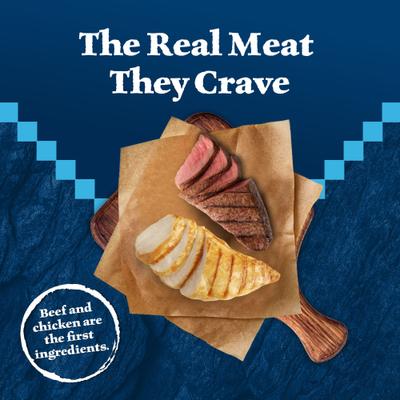 Show full view: Blue Buffalo Wilderness Adult Wholesome Grains, Beef & Chicken Grill Wet Dog Food, 12.5-oz can, 12 count slide 4 of 11