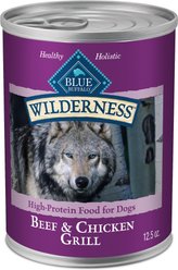 Blue Buffalo Wilderness Beef & Chicken Grill Grain-Free Canned Dog Food, 12.5-oz, case of 12