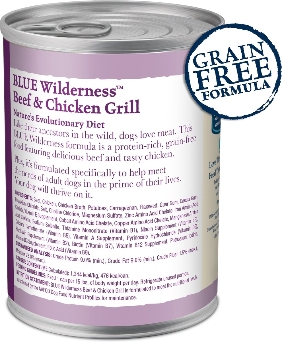 BLUE BUFFALO Wilderness Beef Chicken Grill Grain-Free Canned Dog