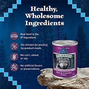 Blue Buffalo Wilderness Beef & Chicken Grill Grain-Free Canned Dog Food, 12.5-oz, case of 12