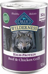 Blue Buffalo Wilderness Beef & Chicken Grill Grain-Free Canned Dog Food, 12.5-oz, case of 12