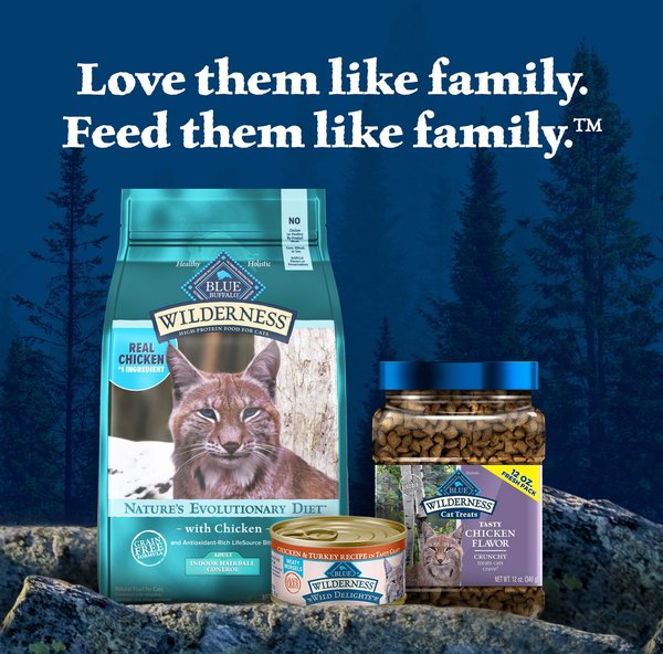 Show full view: Blue Buffalo Wilderness Chicken High-Protein Grain-Free Indoor Hairball Control Adult Dry Cat Food, 11-lb bag slide 10 of 12