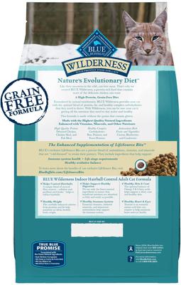 Show full view: Blue Buffalo Wilderness Chicken High-Protein Grain-Free Indoor Hairball Control Adult Dry Cat Food, 5-lb bag slide 3 of 12