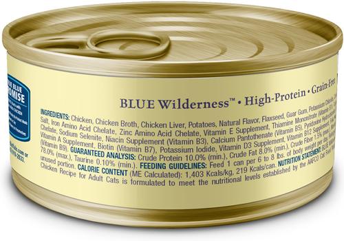 Show full view: Blue Buffalo Wilderness Chicken High-Protein Grain-Free Pate Adult Wet Cat Food, 5.5-oz, case of 24 slide 3 of 12