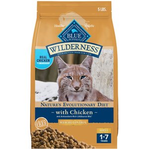 Blue Buffalo Wilderness Chicken High-Protein Weight Control Grain-Free Adult Dry Cat Food, 5-lb bag