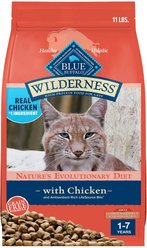 Blue Buffalo Wilderness Chicken High-Protein Weight & Hairball Control Grain-Free Adult Dry Cat Food, 11-lb bag