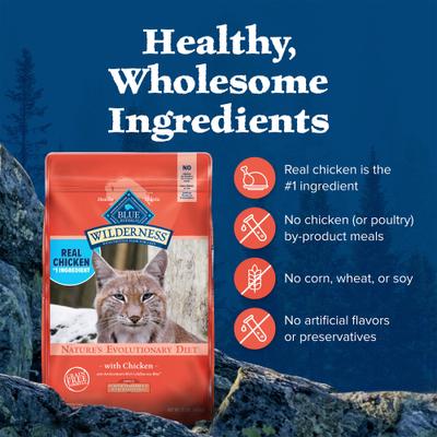 Show full view: Blue Buffalo Wilderness Chicken High-Protein Weight & Hairball Control Grain-Free Adult Dry Cat Food, 11-lb bag slide 7 of 12