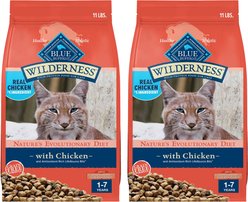 Blue Buffalo Wilderness Chicken High-Protein Weight & Hairball Control Grain-Free Adult Dry Cat Food, 22-lb bundle