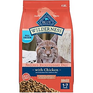 Blue Buffalo Wilderness Chicken High-Protein Weight & Hairball Control Grain-Free Adult Dry Cat Food, 4-lb bag