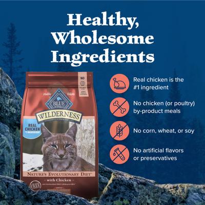 Show full view: Blue Buffalo Wilderness Chicken High-Protein Weight & Hairball Control Grain-Free Adult Dry Cat Food, 4-lb bag slide 7 of 12