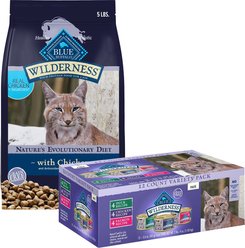 Blue Buffalo Wilderness Chicken Recipe Dry Food + Pate Variety Pack Duck, Chicken & Salmon Cat Canned Food