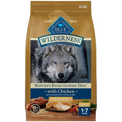 Blue Buffalo Blue Buffalo Wilderness Chicken Recipe High-Protein Healthy Weight Adult Dry Dog Food, 24-lb bag