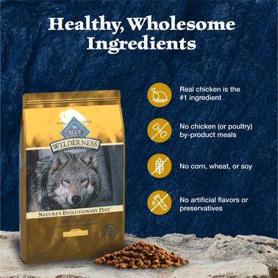 Show full view: Blue Buffalo Wilderness Chicken Recipe High-Protein Healthy Weight Adult Dry Dog Food, 28-lb bag slide 7 of 12