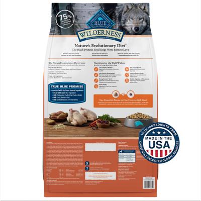 Show full view: Blue Buffalo Wilderness Chicken Recipe High-Protein Large Breed Adult Dry Dog Food, 24-lb bag slide 3 of 12