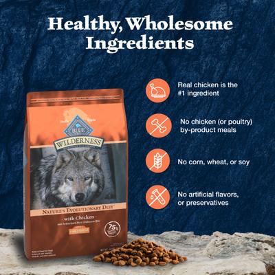 Show full view: Blue Buffalo Wilderness Chicken Recipe High-Protein Large Breed Adult Dry Dog Food, 24-lb bag slide 7 of 12