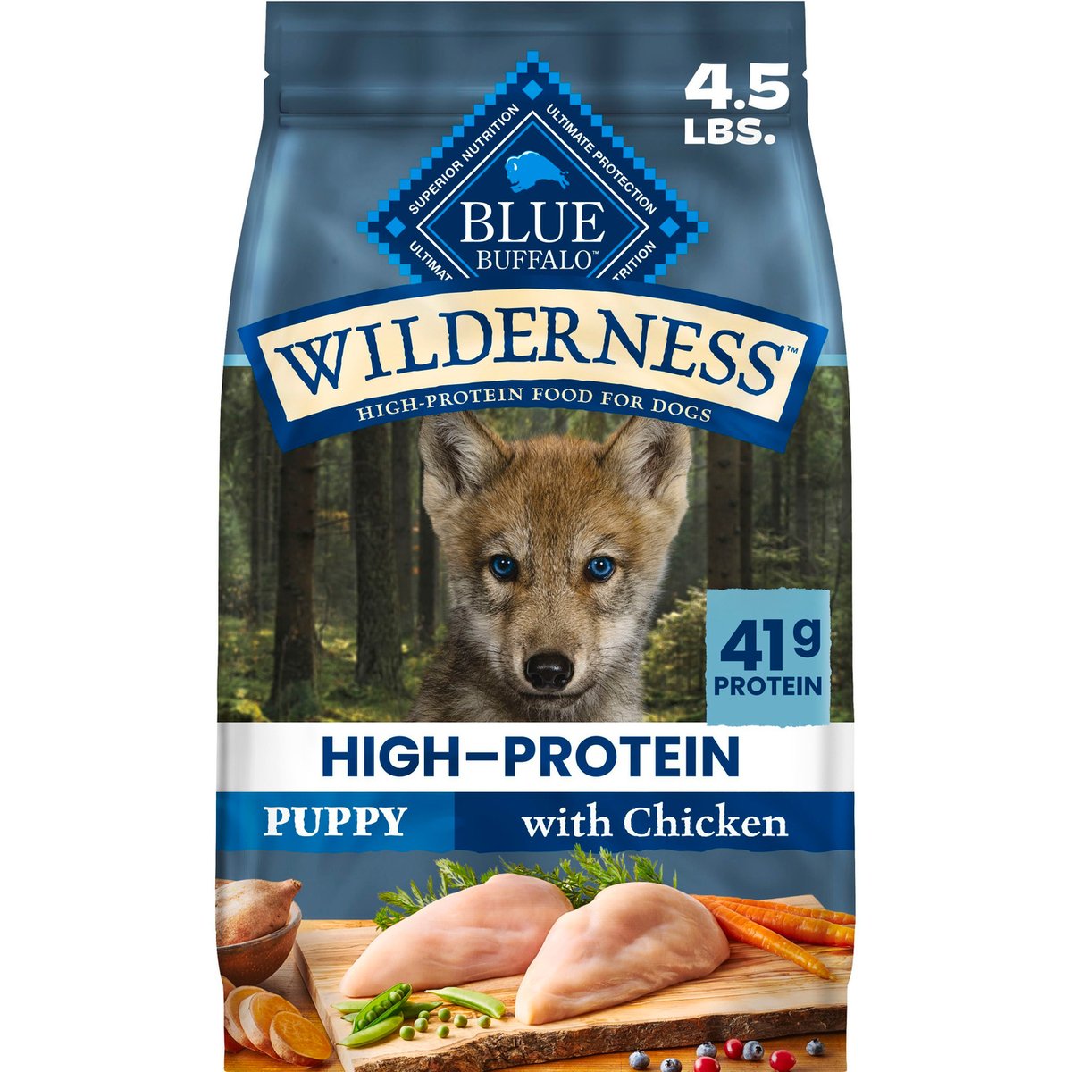 Blue Buffalo Wilderness Chicken Recipe High-Protein Puppy Dry Dog Food, 4.5-lb bag